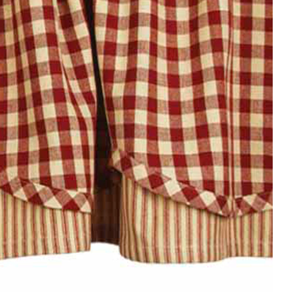 Barn Red Nutmeg Heritage House Check Barn Red Fairfield Valance Lined VF100017 - The Fox Decor