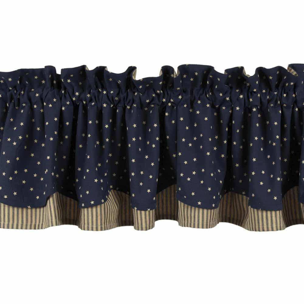 Indigo Nutmeg Salem Star Indigo Fairfield Valance Lined VF950021 - The Fox Decor