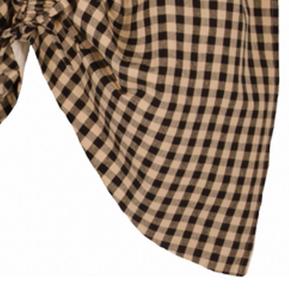 Heritage House Check Gathered Valance Black Nutmeg Lined VG100011 - The Fox Decor