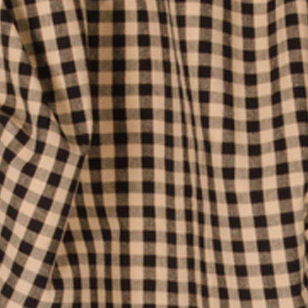 Heritage House Check Gathered Valance Black Nutmeg Lined VG100011 - The Fox Decor