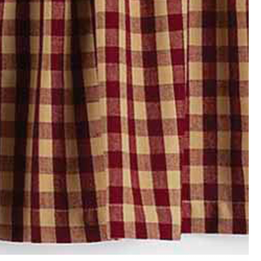 Barn Red Nutmeg Heritage House Check Barn Red Valance Lined VL100017 - The Fox Decor