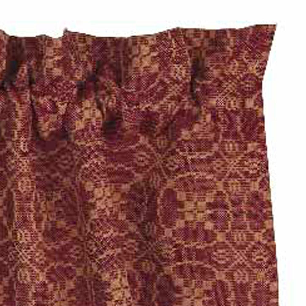 Barn Red Tan Marshfield Jacquard Valance Lined VL106017 - The Fox Decor