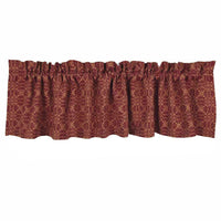 Thumbnail for Barn Red Tan Marshfield Jacquard Valance Lined VL106017 - The Fox Decor