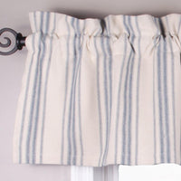 Colonial Blue Cream Grain Sack Stripe Valance Lined VL165014 - The Fox Decor