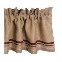 Barn Red Wheat Burlap Stripe Valance Lined VL190017 - The Fox Decor