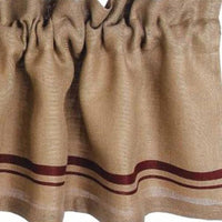 Barn Red Wheat Burlap Stripe Valance Lined VL190017 - The Fox Decor