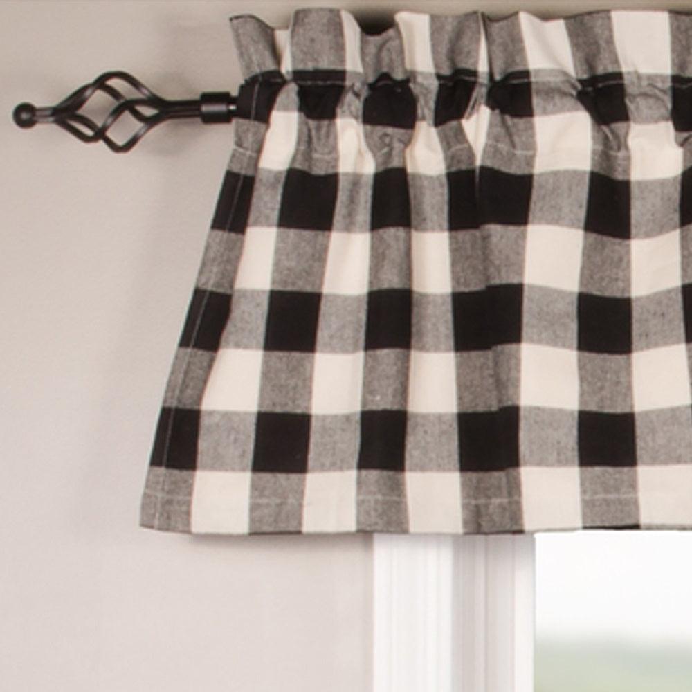 Black Buttermilk Buffalo Check Valance Lined VL510011 - The Fox Decor