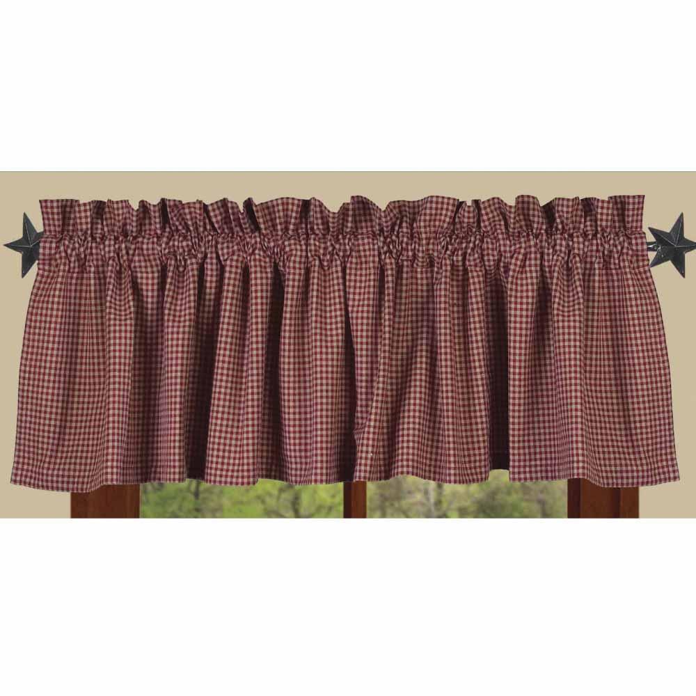 Barn Red Oat Newbury Gingham Valance Lined VL670017 - The Fox Decor