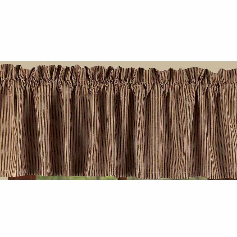 Barn Red Nutmeg York Ticking Valance Lined VL880017 - The Fox Decor