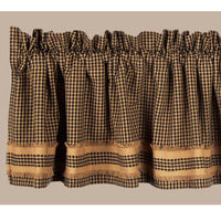 Thumbnail for Black Oat Newbury Gingham Black W/Oat Trim Valance Lined VLAR0013 - The Fox Decor