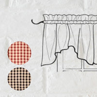 Barn Red Nutmeg Heritage House Check Barn Red Scalloped Valance Lined VS100017 - The Fox Decor