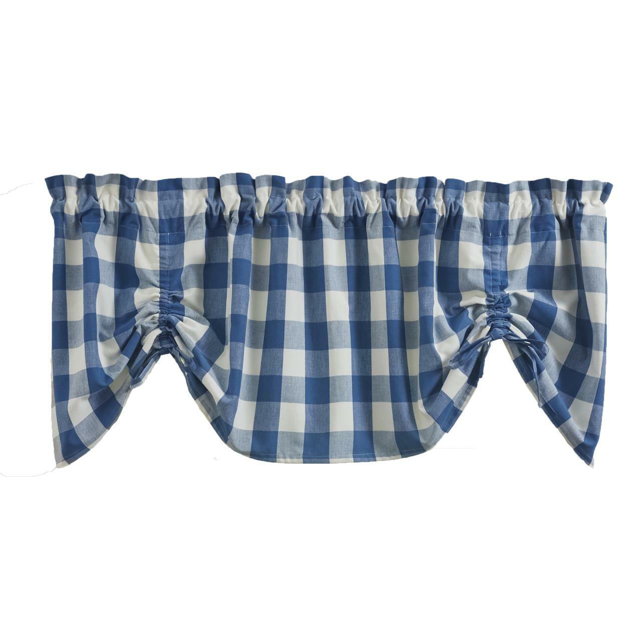 Wicklow Check Valance - Farmhouse China Blue Park designs - The Fox Decor