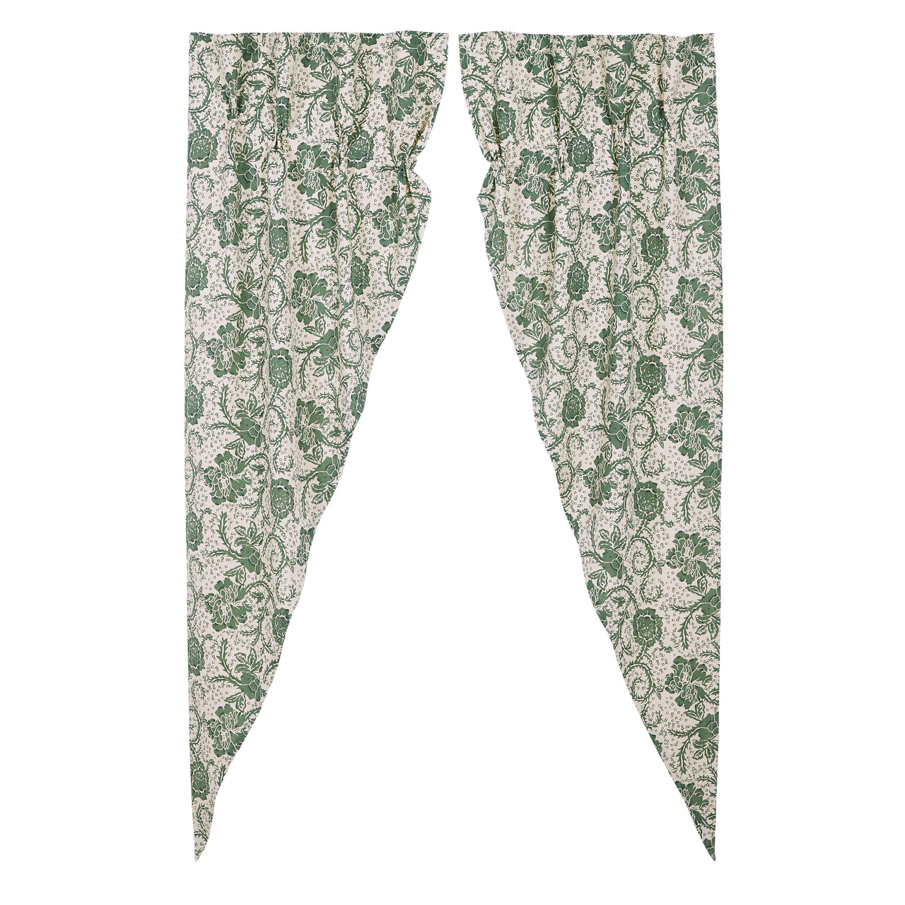 Dorset Green Floral Prairie Long Panel Curtain Set of 2 84x36x18 VHC Brands - The Fox Decor