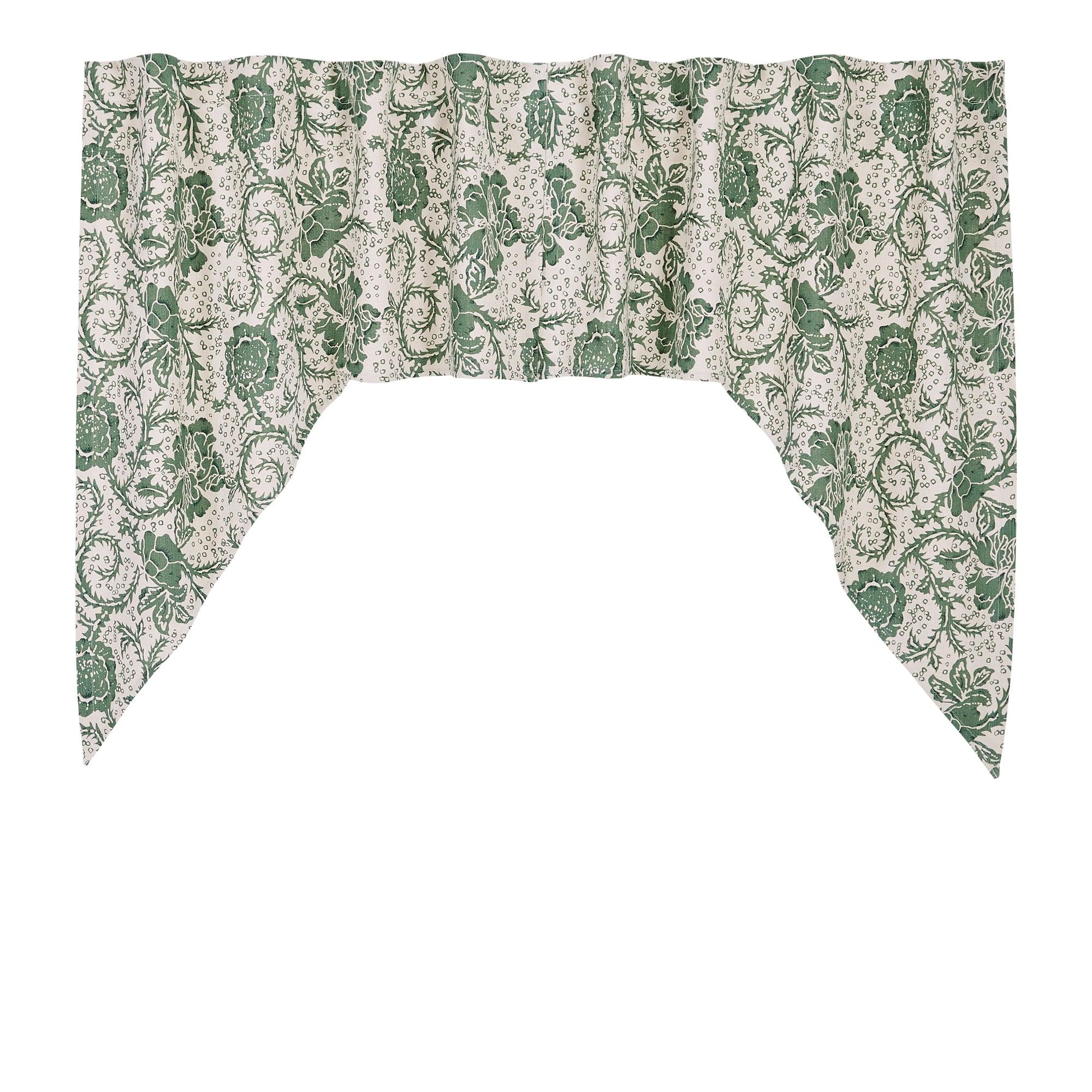 Dorset Green Floral Swag Curtain Set of 2 36x36x16 VHC Brands - The Fox Decor