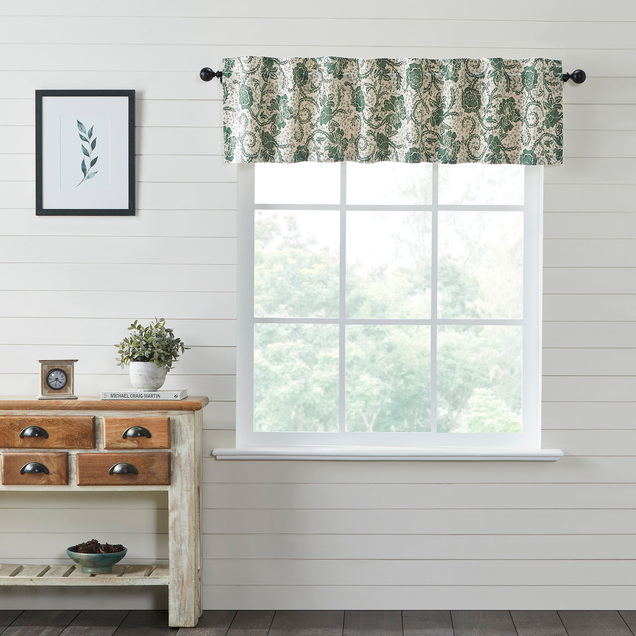 Dorset Green Floral Valance Curtain 16x72 VHC Brands - The Fox Decor