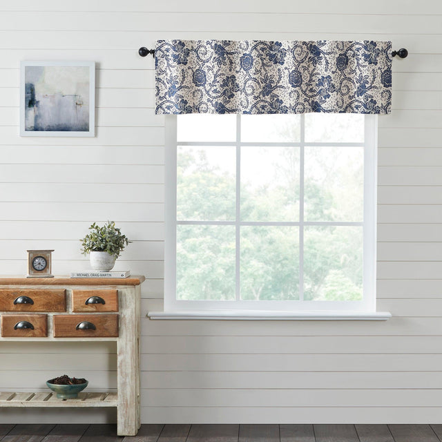 Dorset Navy Floral Valance Curtain 16x72 VHC Brands - The Fox Decor