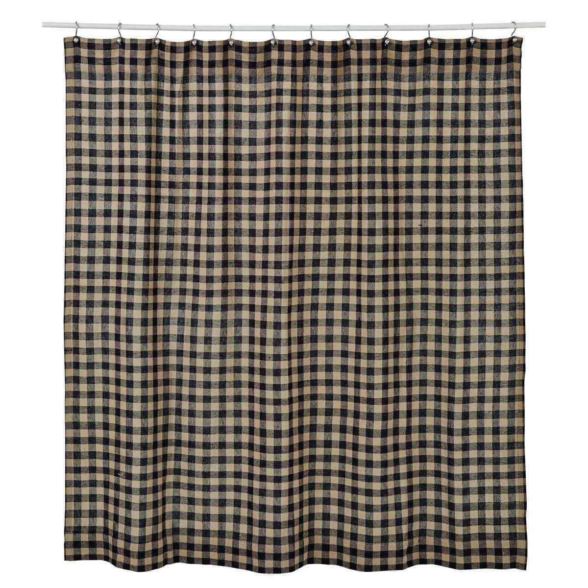 Burlap Black Check Shower Curtain 72"x72" - The Fox Decor