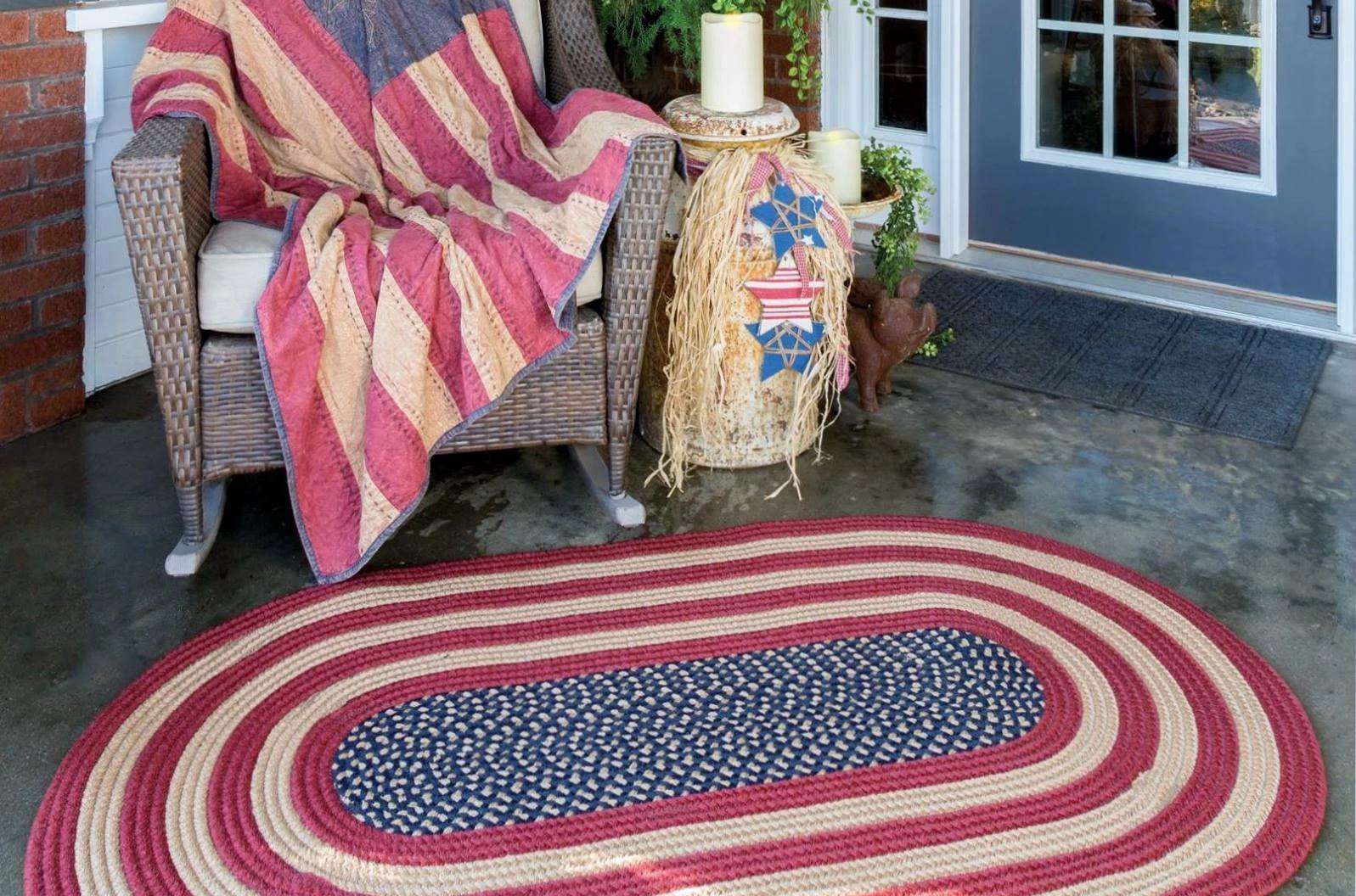 Colonial Rustic American Flag Braided Rugs - The Fox Decor