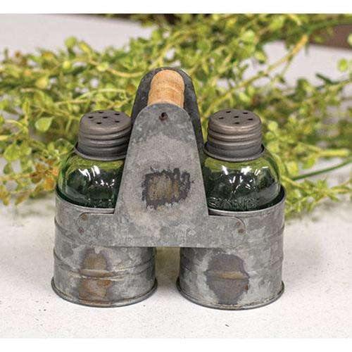 Galvanized Salt & Pepper Shaker Caddy - The Fox Decor