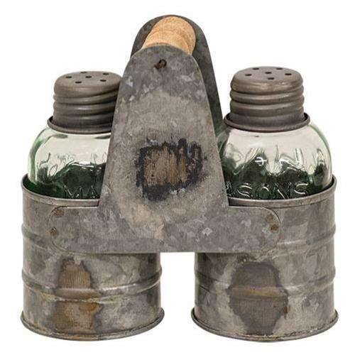 Galvanized Salt & Pepper Shaker Caddy - The Fox Decor