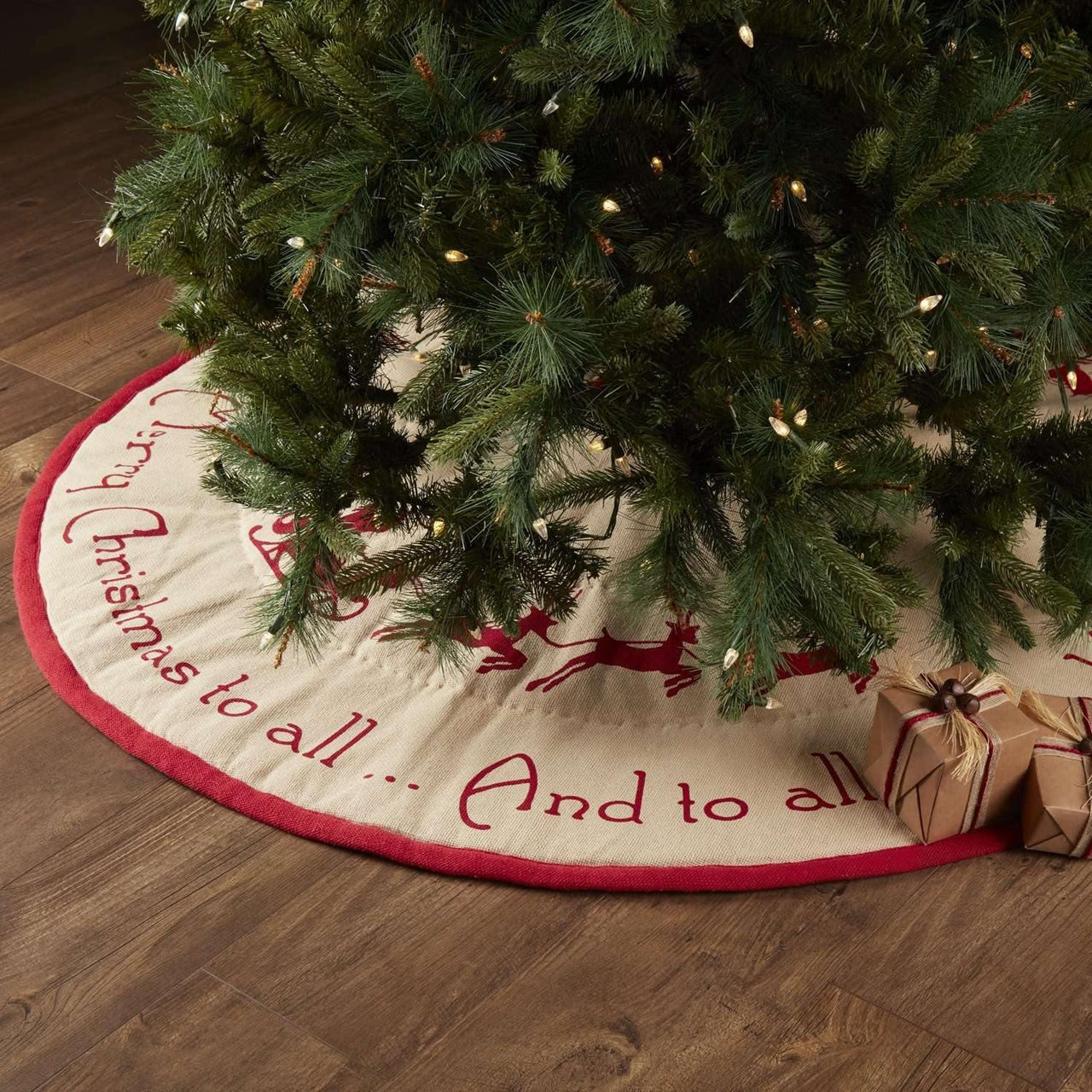 Burlap Santa Christmas Tree Skirt 55 VHC Brands - The Fox Decor