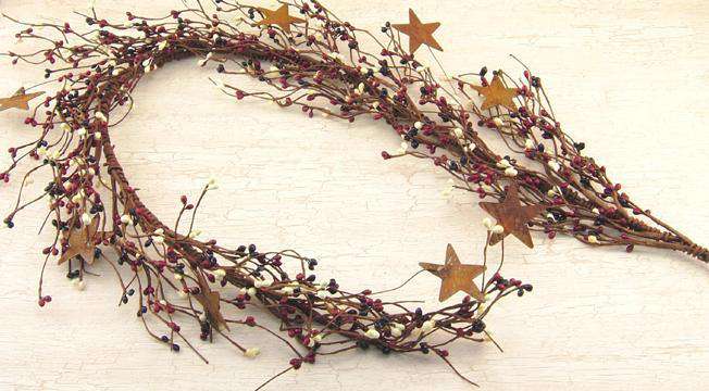 Pip Berry Garland With Stars, Country Mix, 40" - The Fox Decor