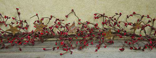 Pip Berry Garland With Stars, Red and Burgundy, 40" - The Fox Decor