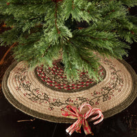 Holly Berry Jute Stencil Mini Christmas Tree Skirt 21 VHC Brands - The Fox Decor