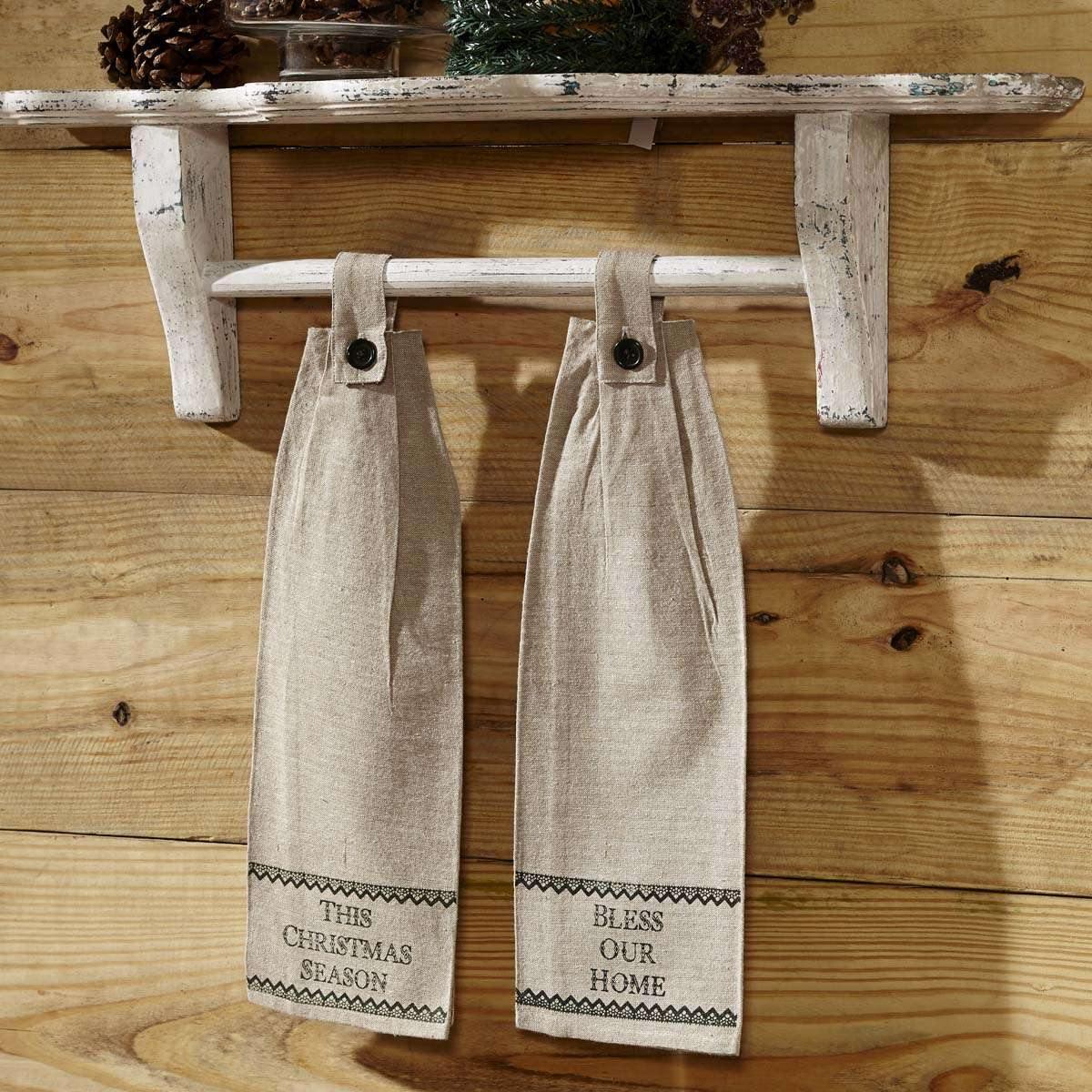 Timberland Christmas Button Loop Kitchen Towel Set of 2 VHC Brands - The Fox Decor