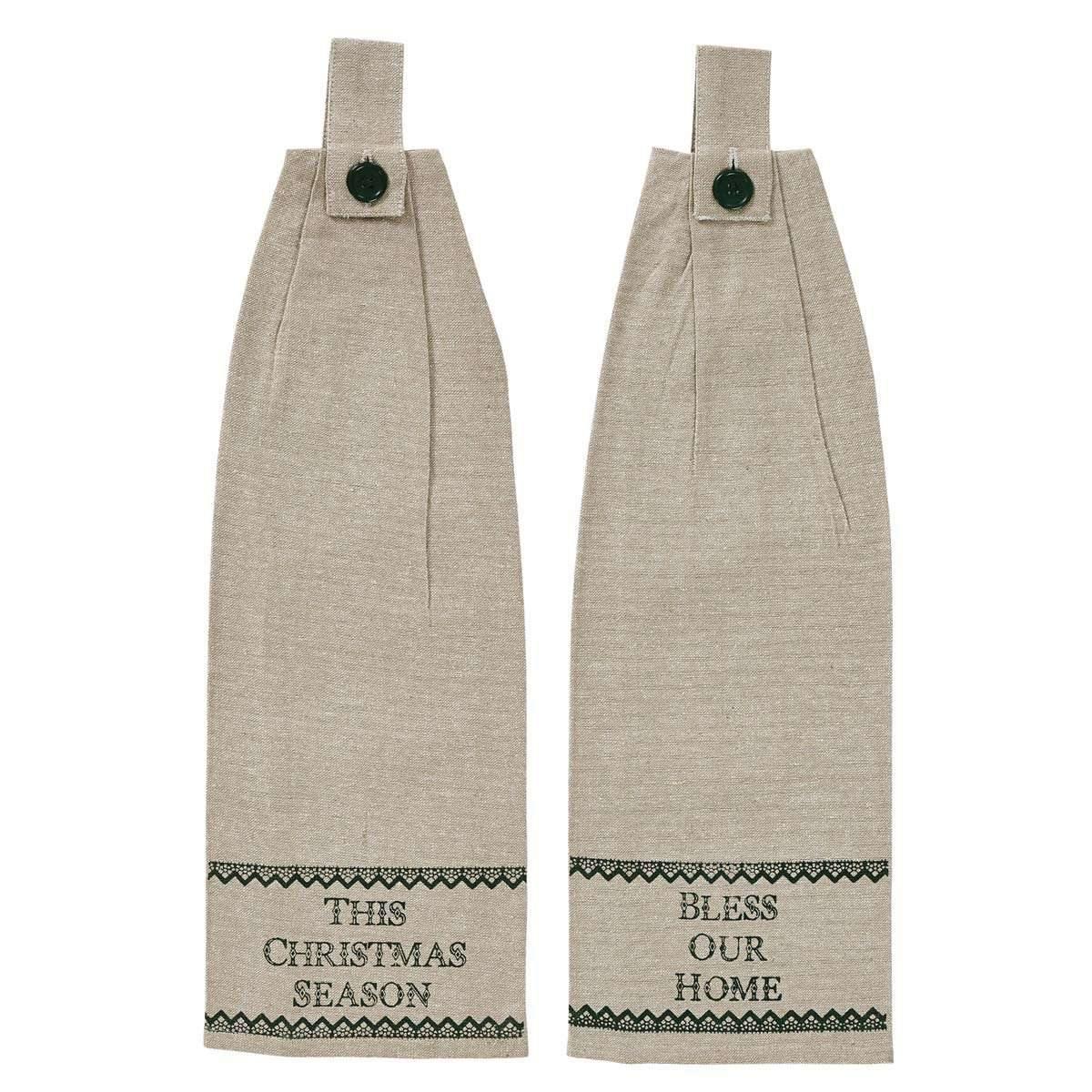 Timberland Christmas Button Loop Kitchen Towel Set of 2 VHC Brands - The Fox Decor